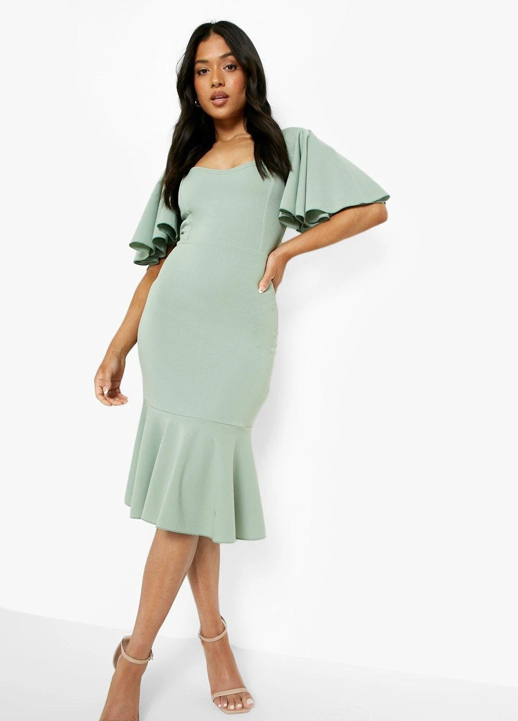 Оливковое (хаки) платье Boohoo