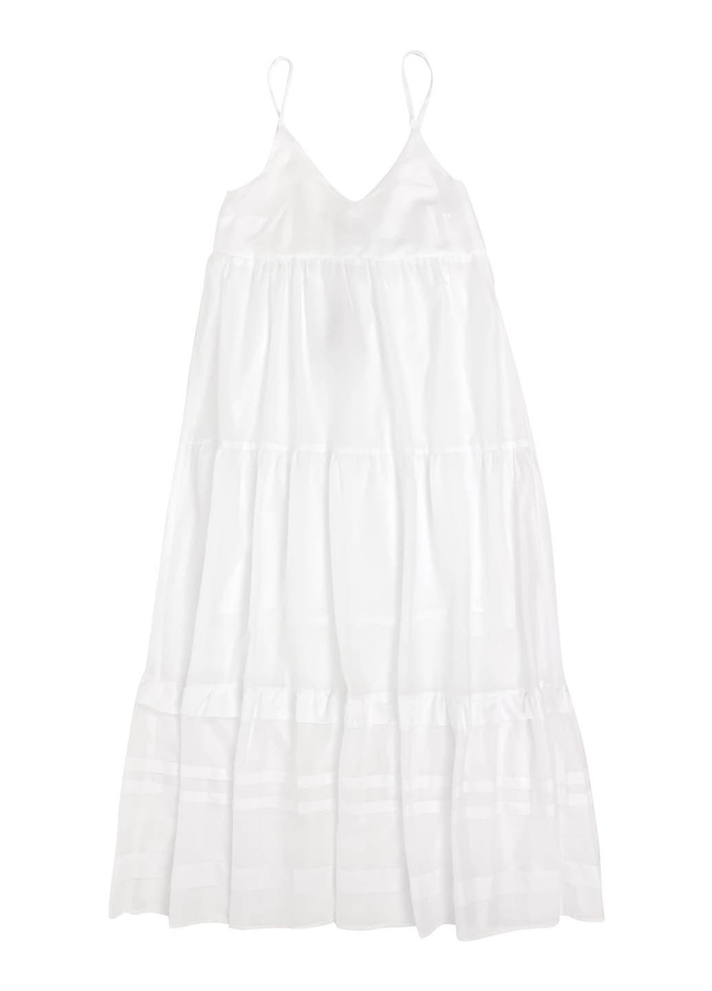 Белое кэжуал платье а-силуэт Nokaya однотонное