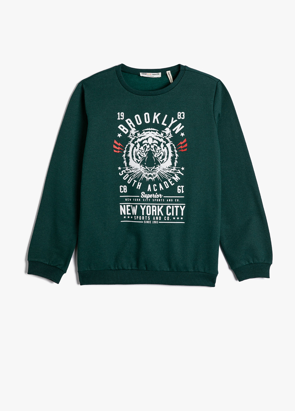 KOTON свитшот надпись темно-зеленый кэжуал полиэстер, трикотаж