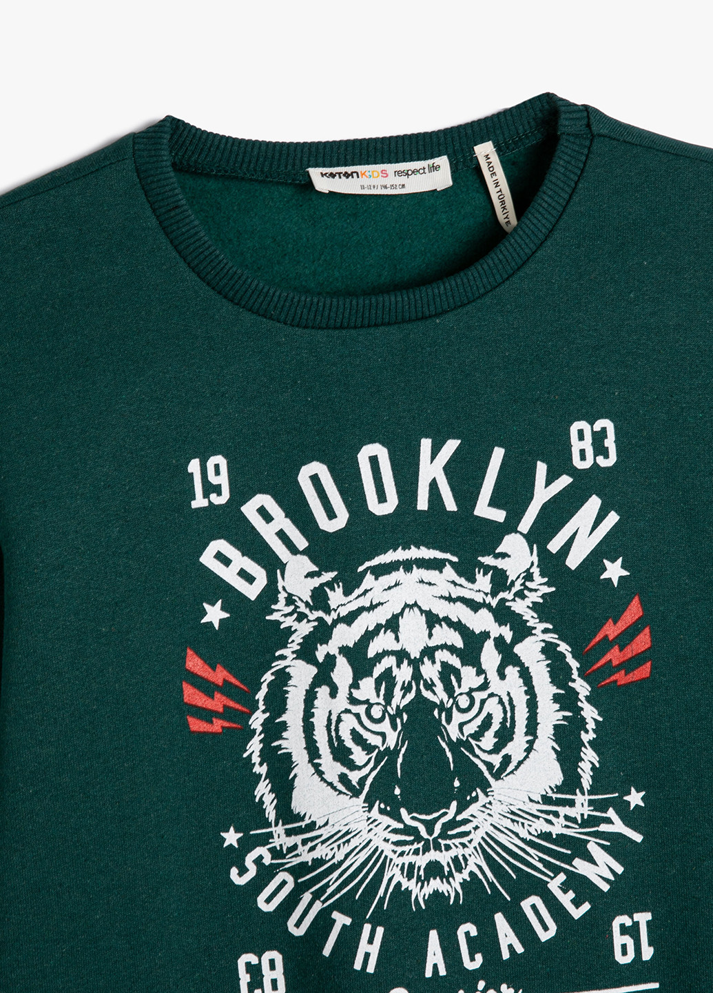 KOTON свитшот надпись темно-зеленый кэжуал полиэстер, трикотаж