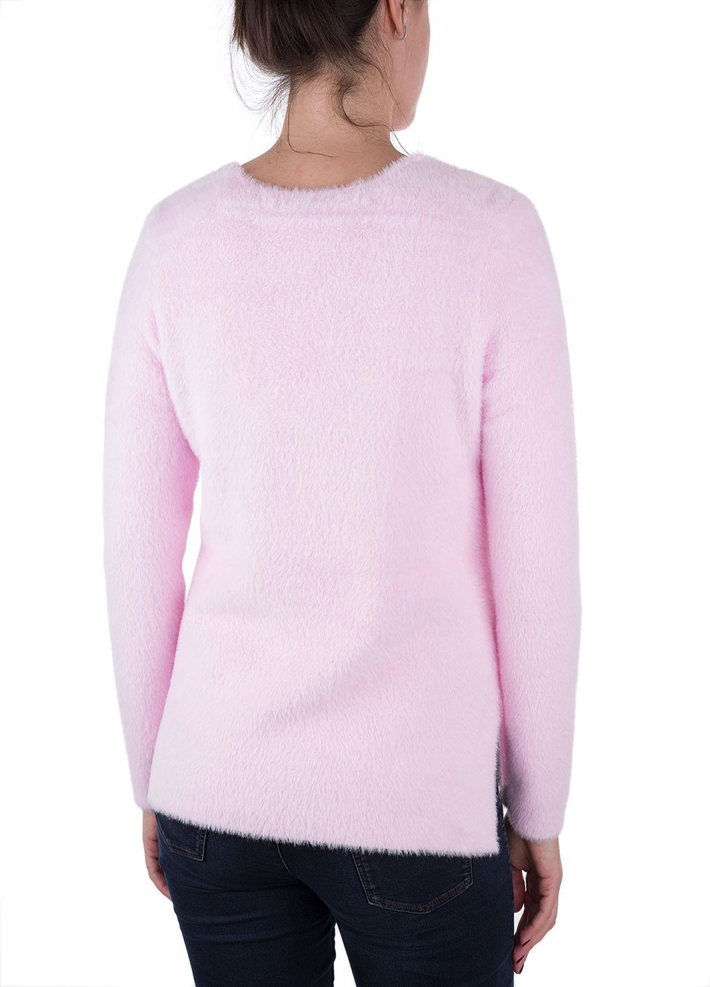 Пуловер Oui - крій однотонний рожевий кежуал - (219719515)