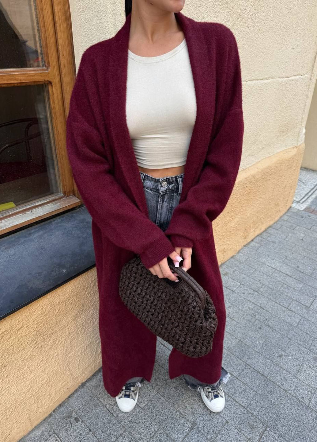 Бордовый демисезонный кардиган No Brand