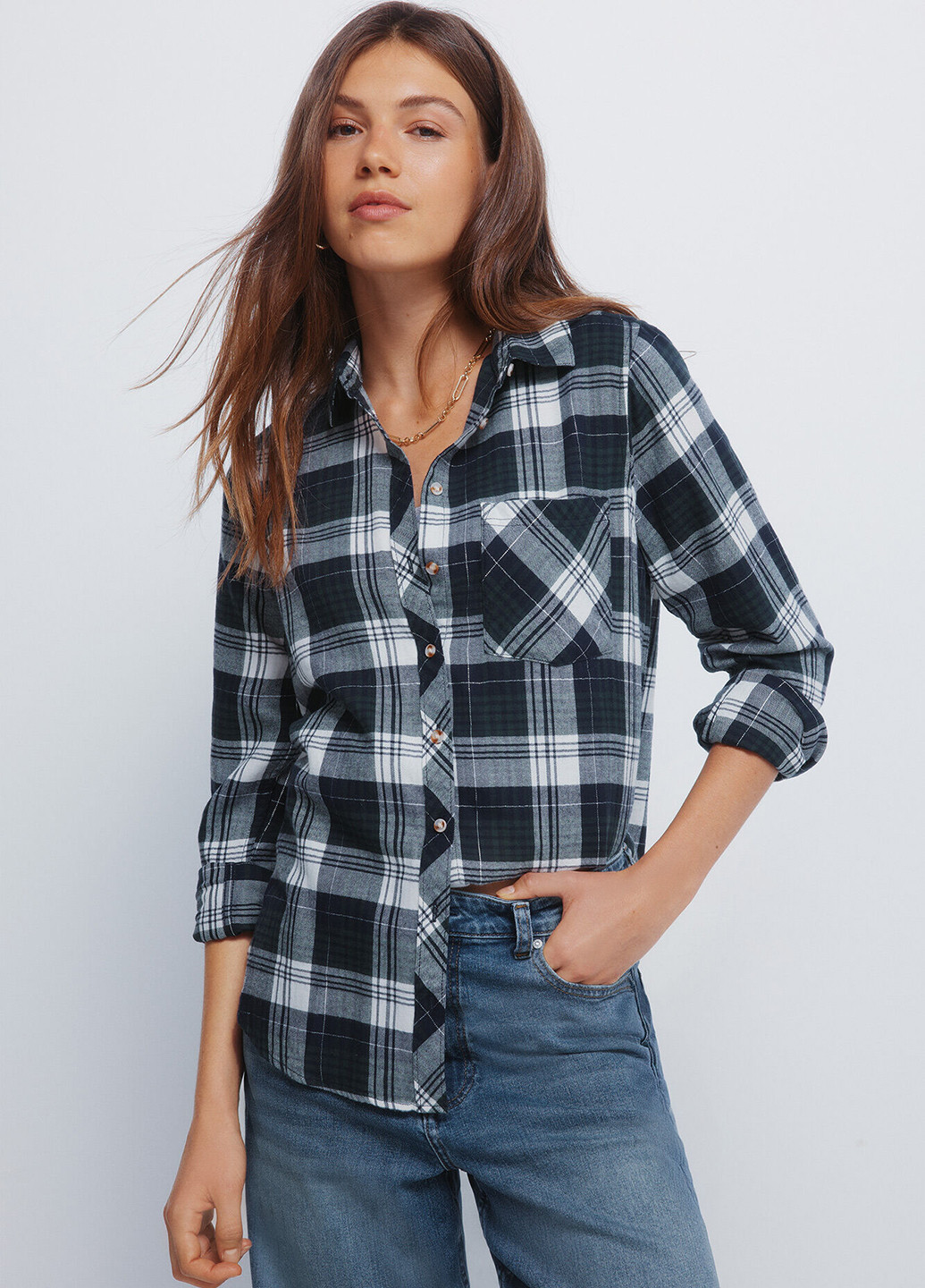 Темно-зеленая кэжуал рубашка в клетку Springfield