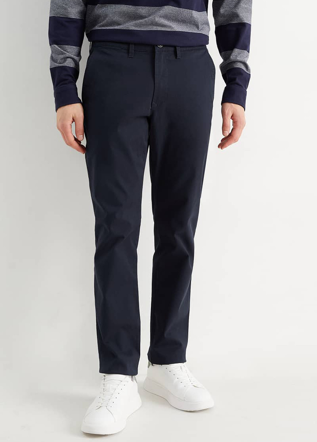 Темно-синие кэжуал демисезонные зауженные брюки C&A