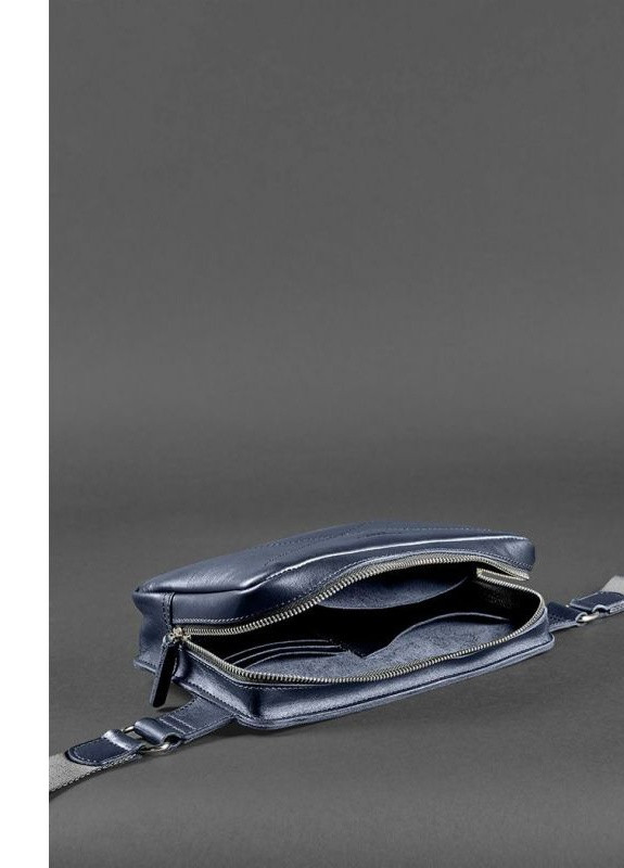 Кожаная поясная сумка Dropbag Maxi темно-синяя BlankNote однотонная тёмно-синяя кэжуал