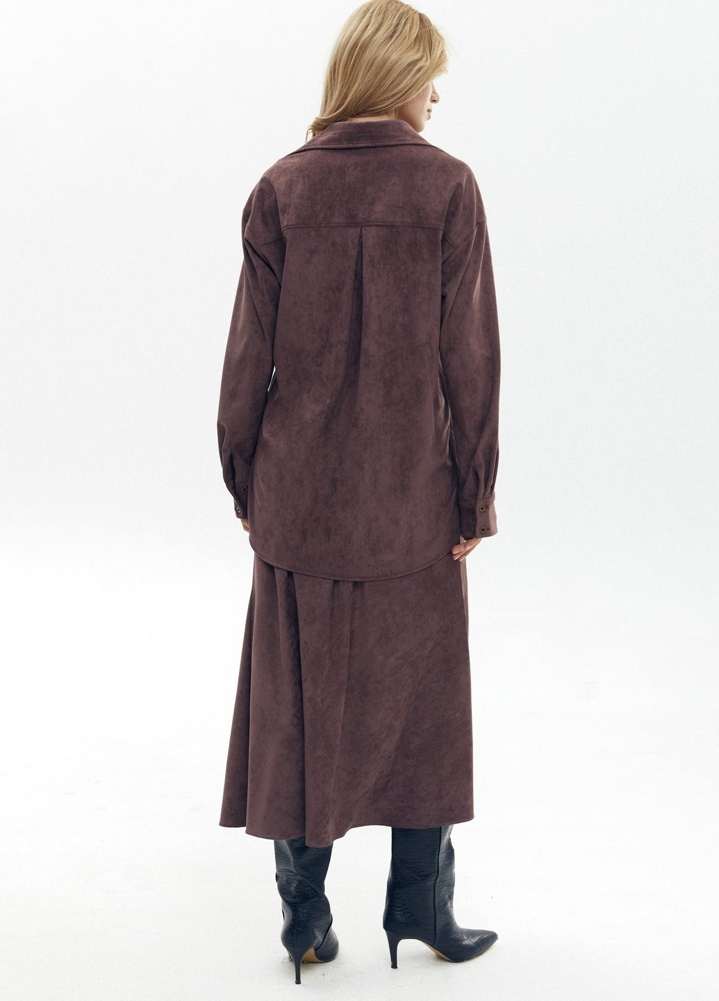 Коричневая кэжуал однотонная юбка Gepur а-силуэта (трапеция)