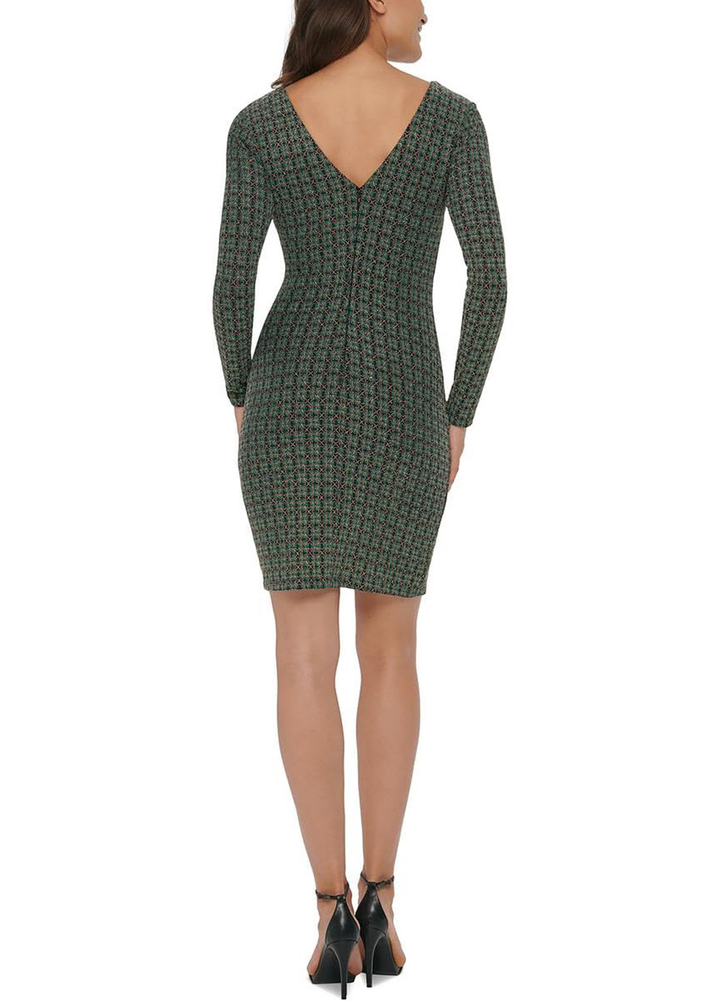 Зеленое кэжуал платье на запах Guess в клетку