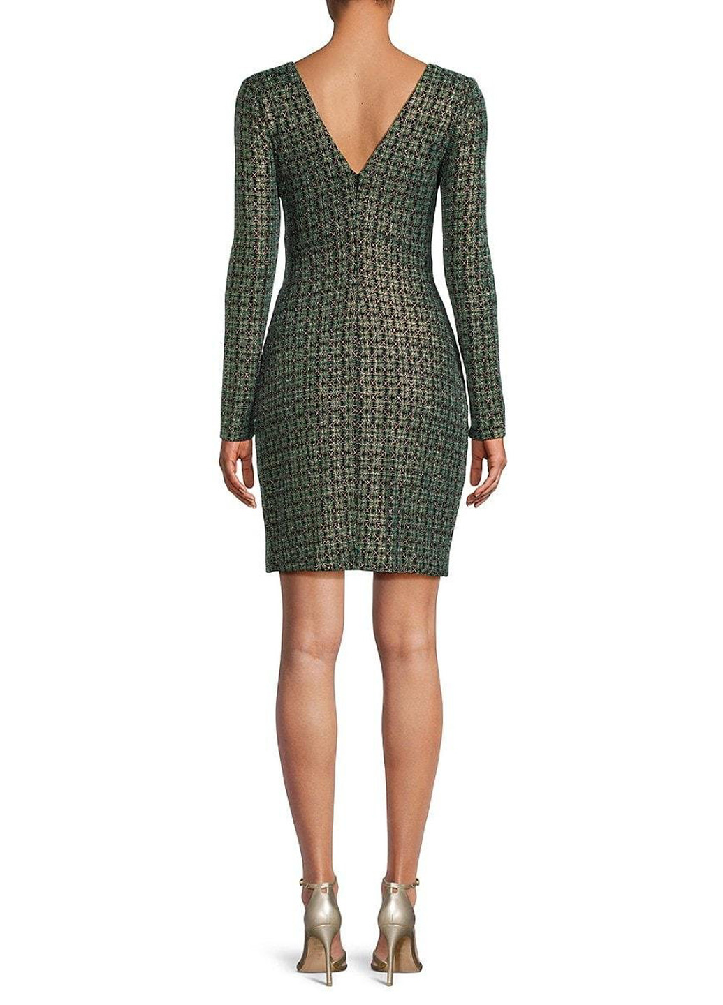 Зеленое кэжуал платье на запах Guess в клетку