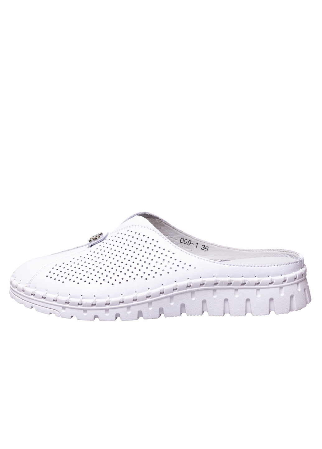 Белые шлепанцы ALLSY с камнями, с брошкой