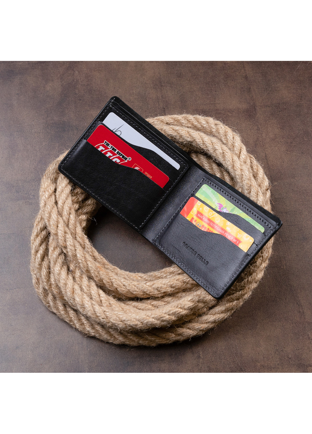 Мужской кожаный кошелек 11,5х9х0,7 см Grande Pelle (252134096)