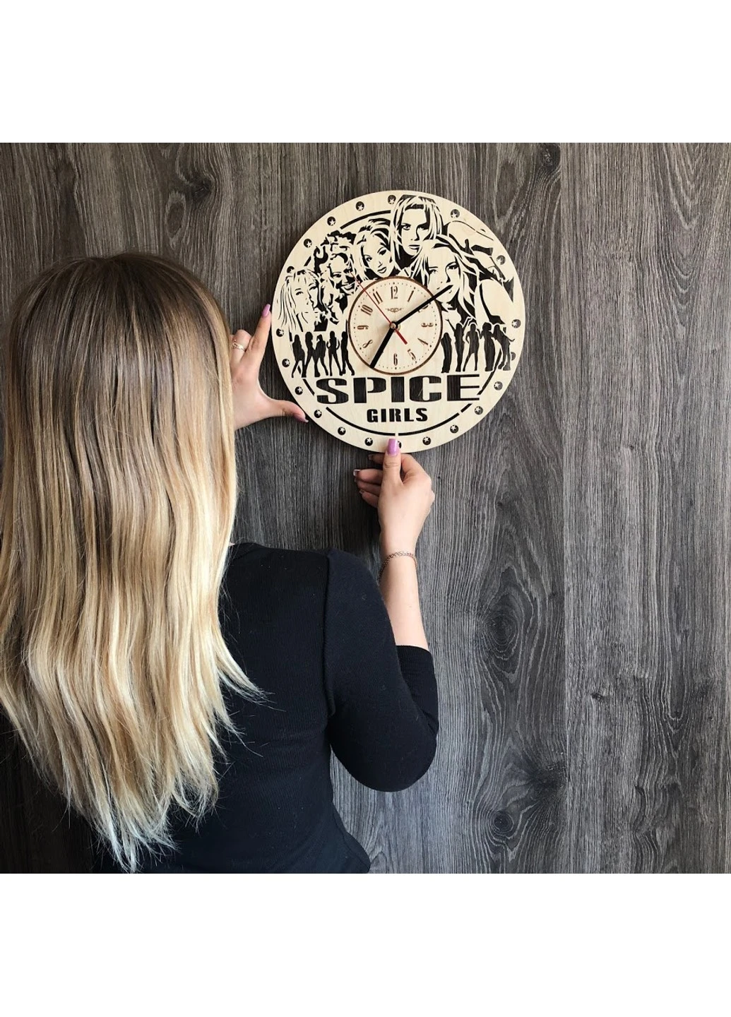 Бесшумные настенные часы из дерева «Spice Girls» 7Arts (253567594)