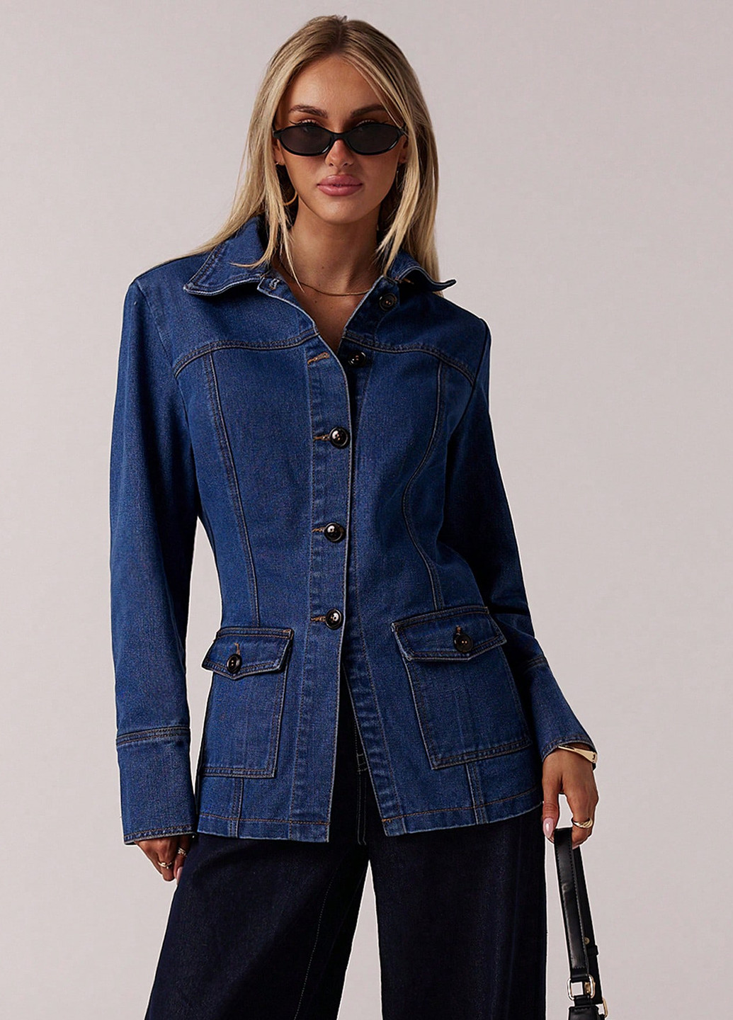 Синяя демисезонная куртка куртка-пиджак SHEIN