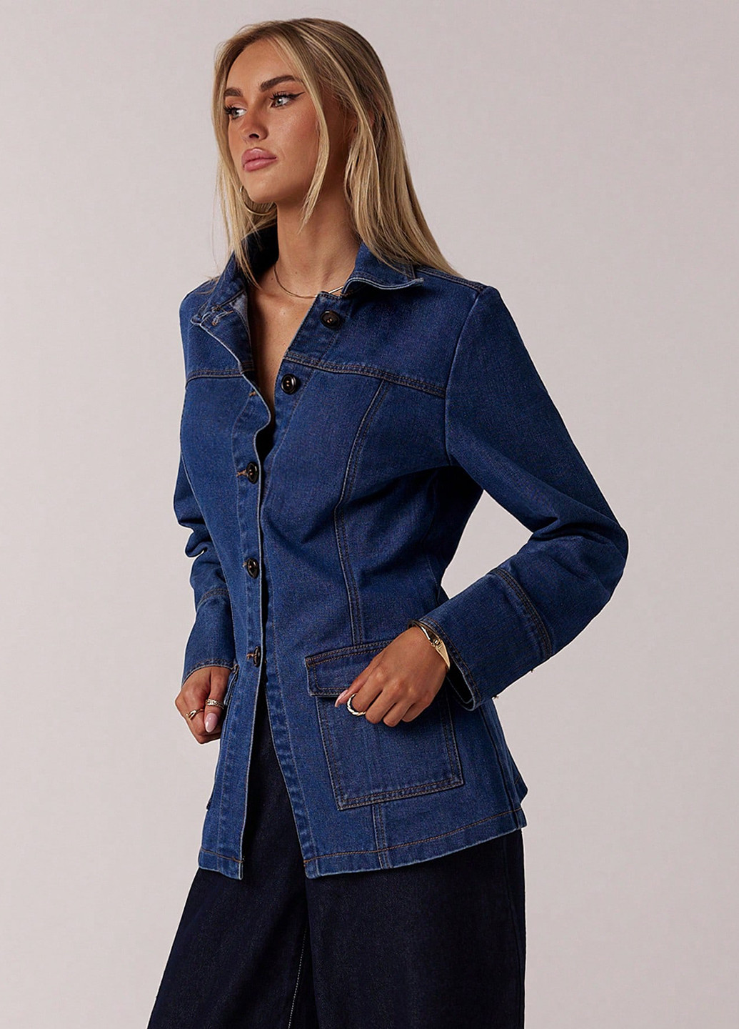 Синяя демисезонная куртка куртка-пиджак SHEIN