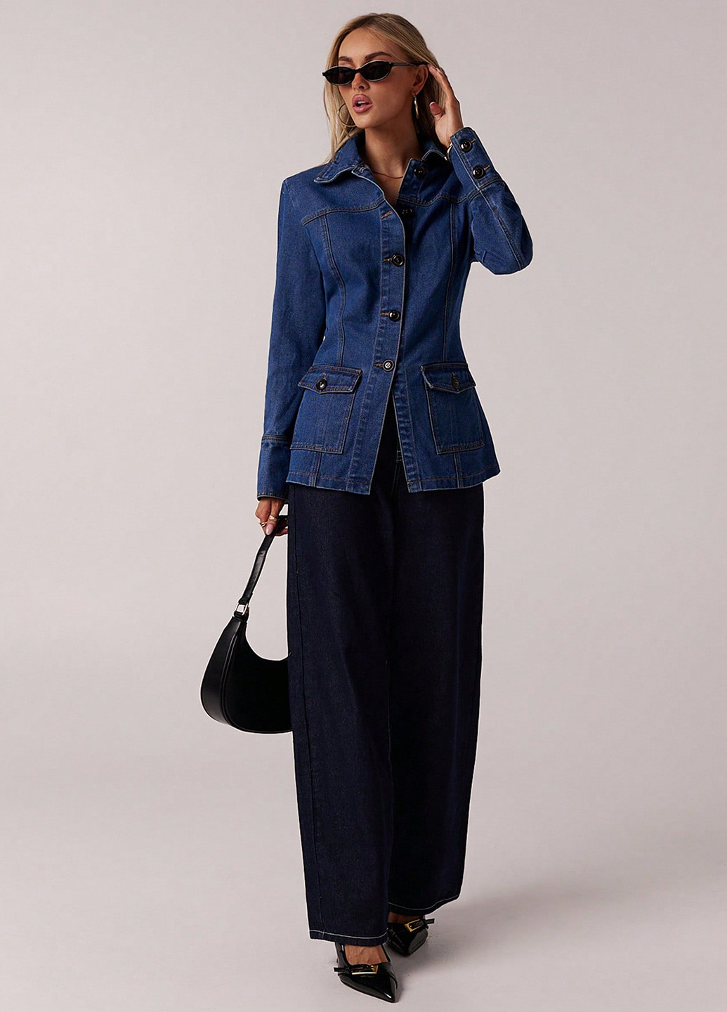 Синяя демисезонная куртка куртка-пиджак SHEIN