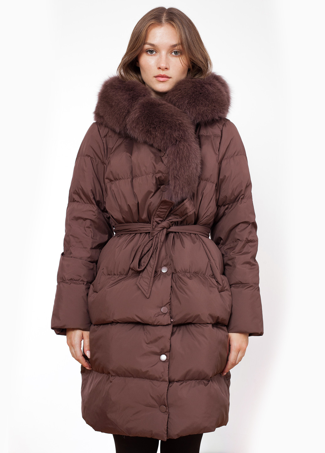 Коричневий зимній Пуховик Yehe
