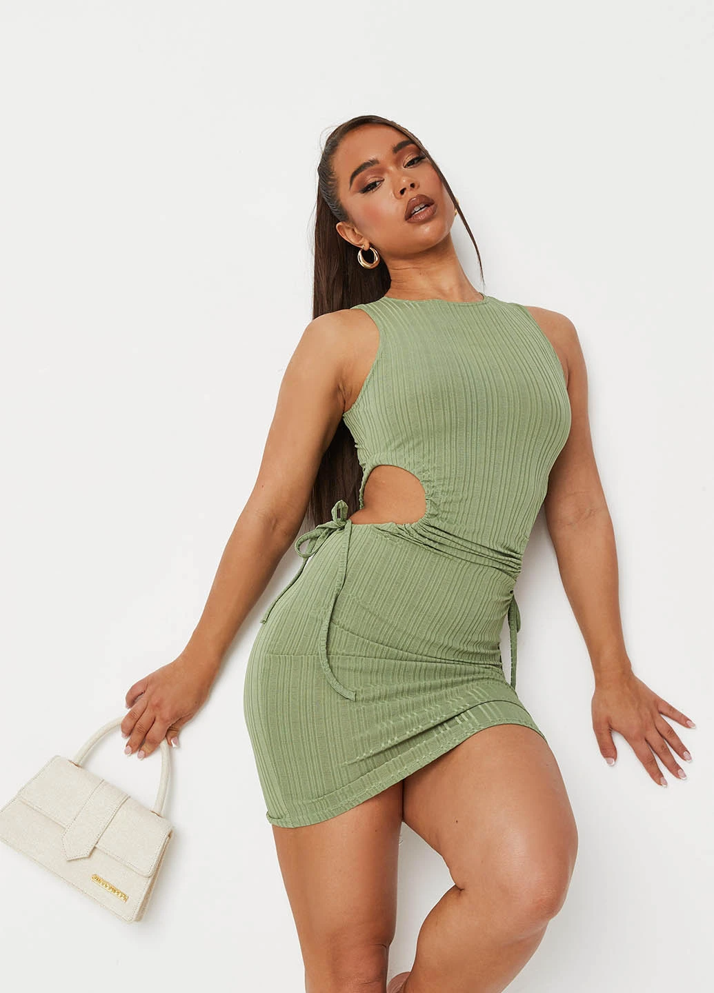Оливковое кэжуал платье Missguided однотонное