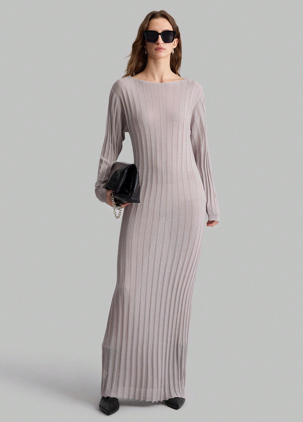 Сіра кежуал сукня силуетна, сукня светр SHEIN однотонна