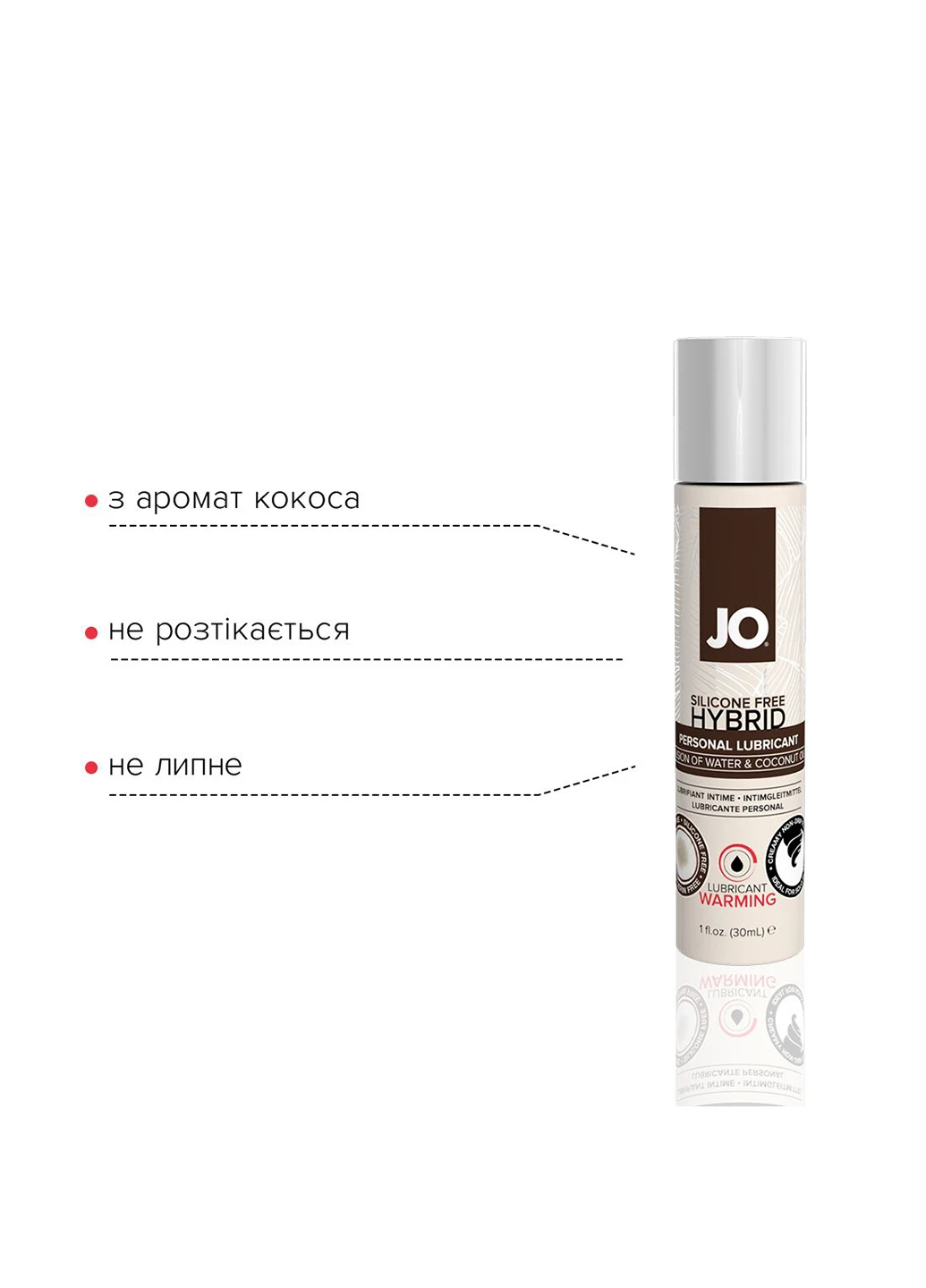 Розігріваюча крем-Масло з кокосовим маслом Silicone Free Hybrid WARMING (30 мл) біла System JO (254151471)