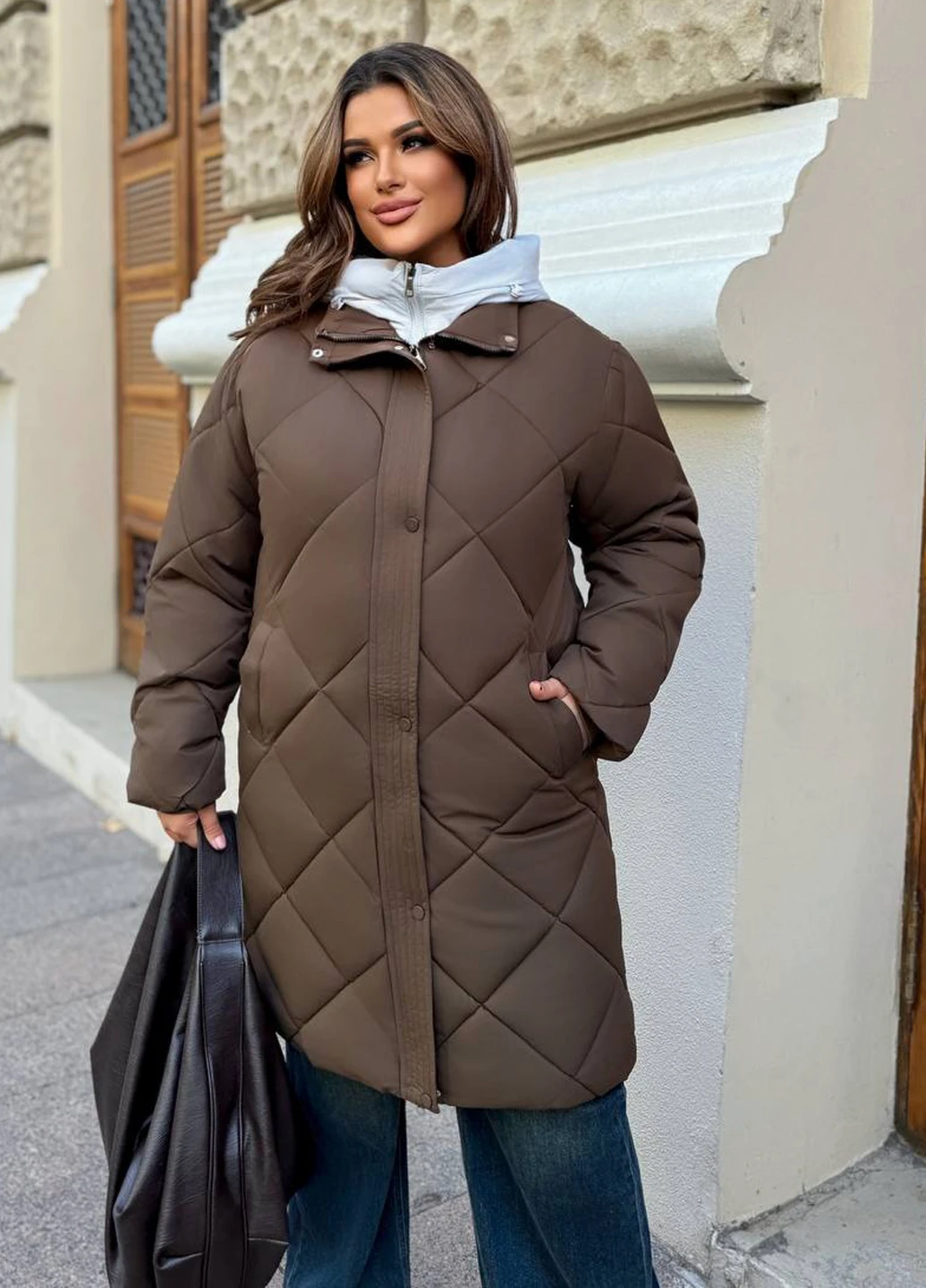 Коричнева зимня куртка No Brand