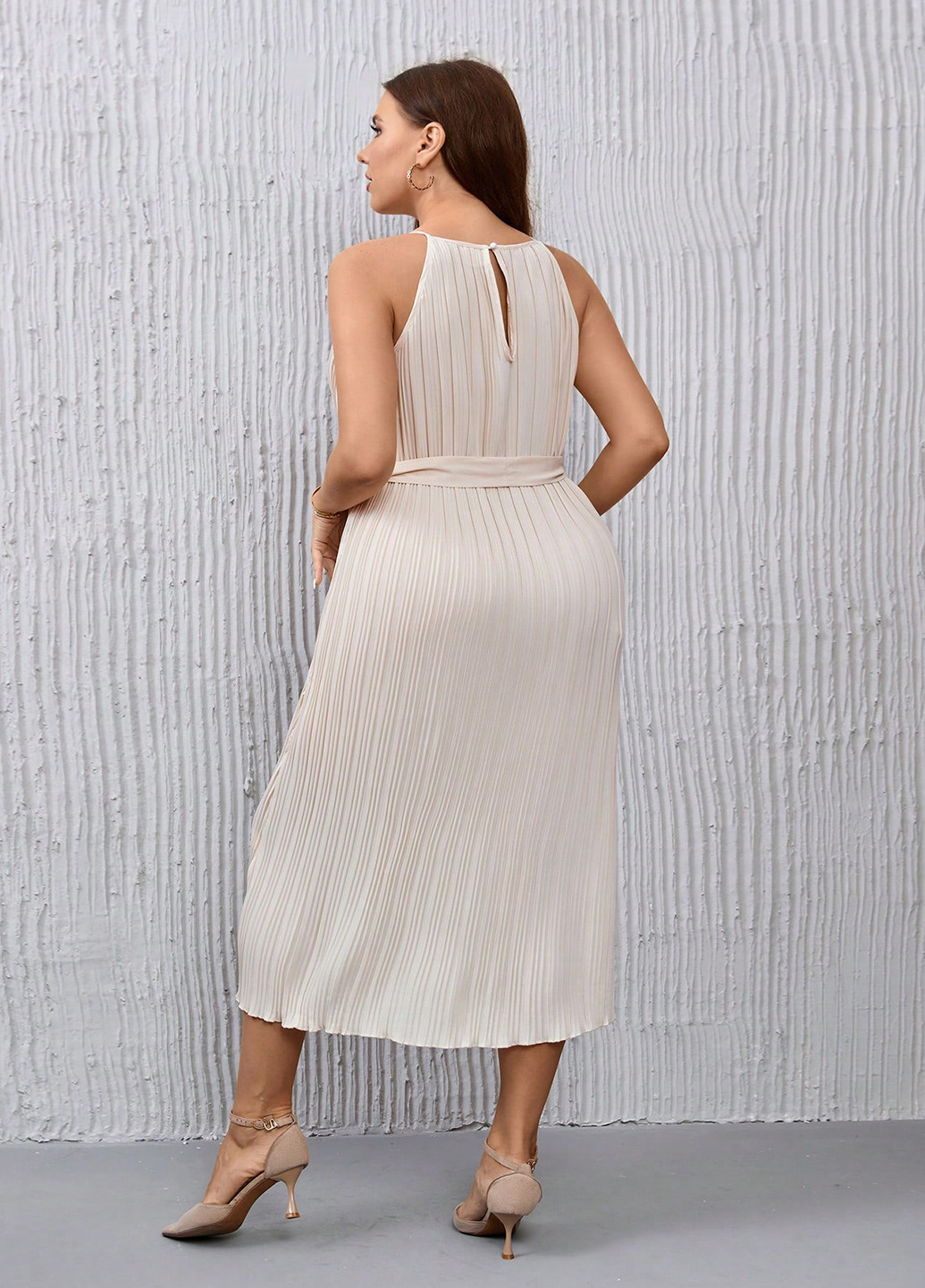 Світло-бежева кежуал сукня плісована SHEIN однотонна