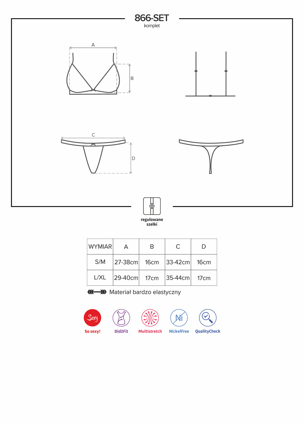 Чорний демісезонний комплект (бюстгальтер, труси) Obsessive
