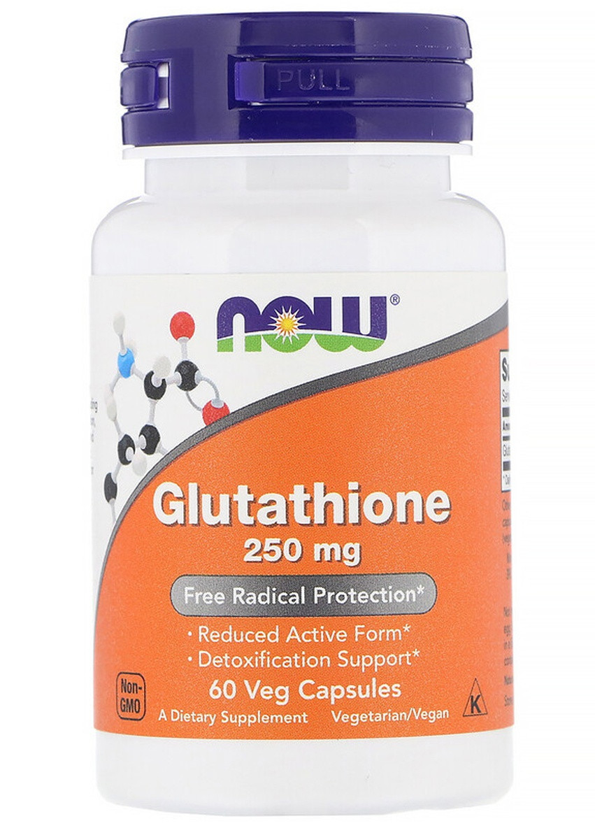 Глутатіон, Glutathione,, 250 мг, 60 вегетаріанських капсул Now Foods (228291724)