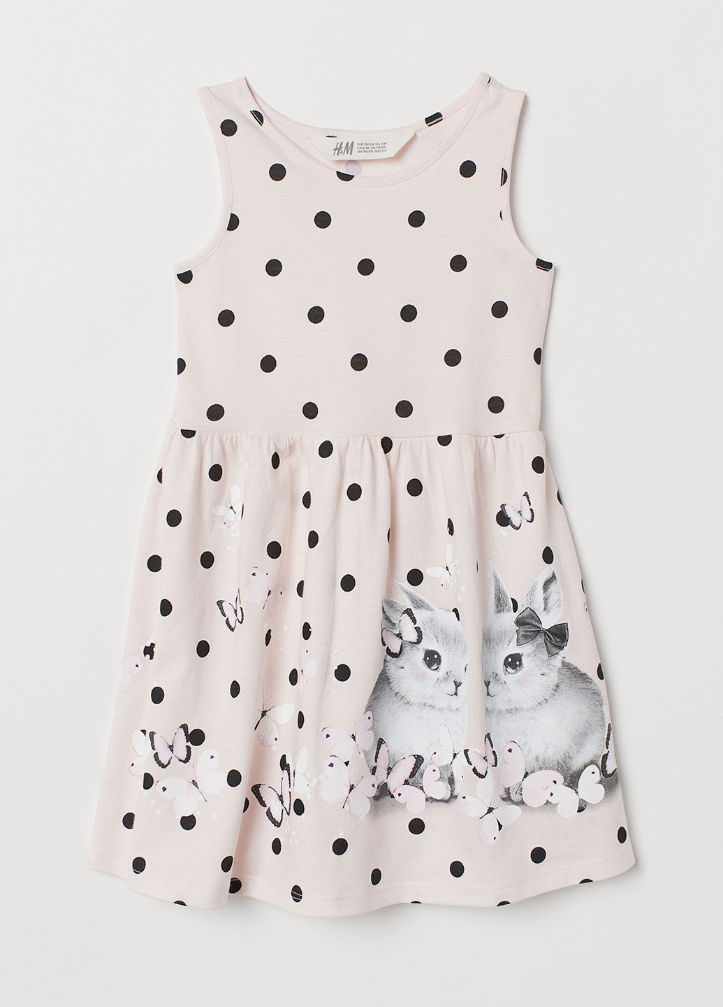Светло-розовое кэжуал платье клеш H&M в горошек