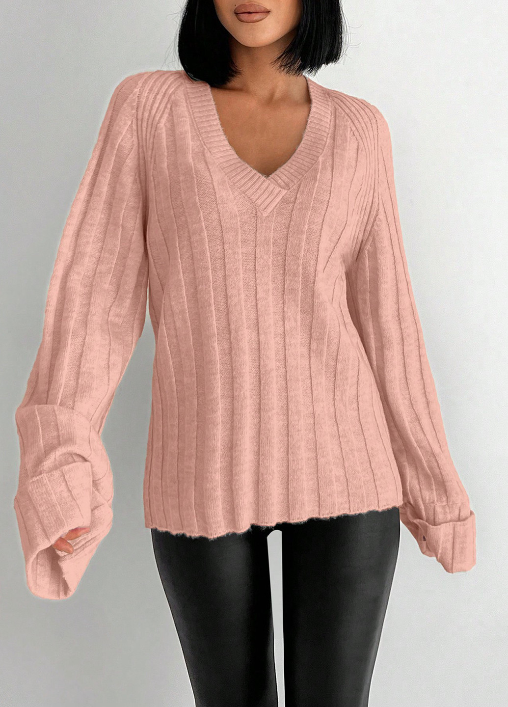 Світло-рожевий демісезонний пуловер пуловер SHEIN