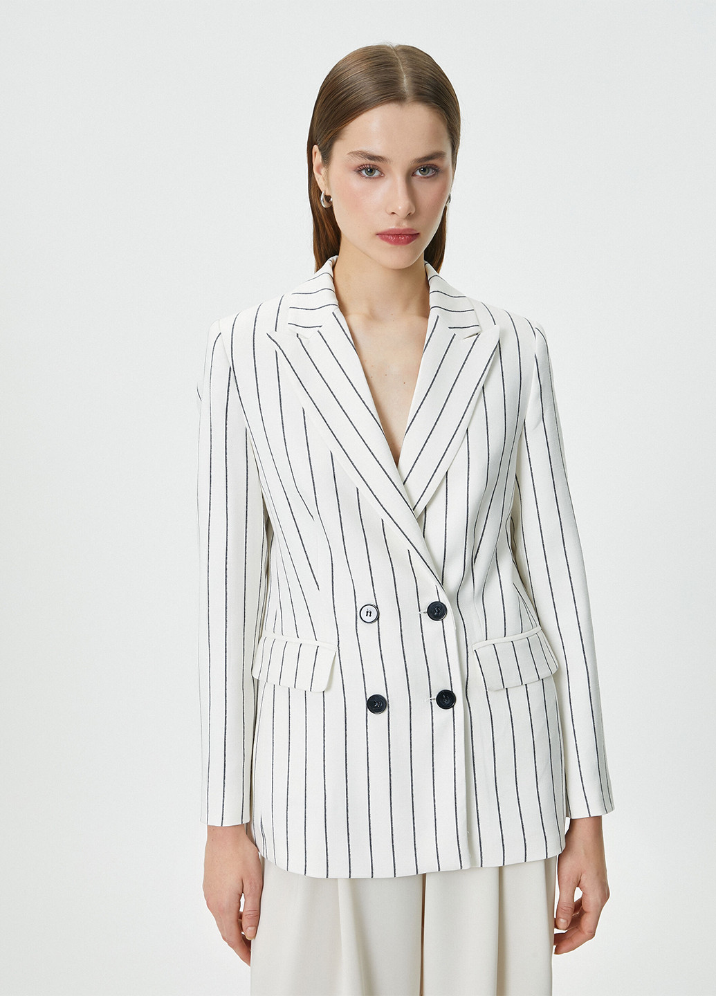 Айвори женский жакет KOTON полосатый - демисезонный