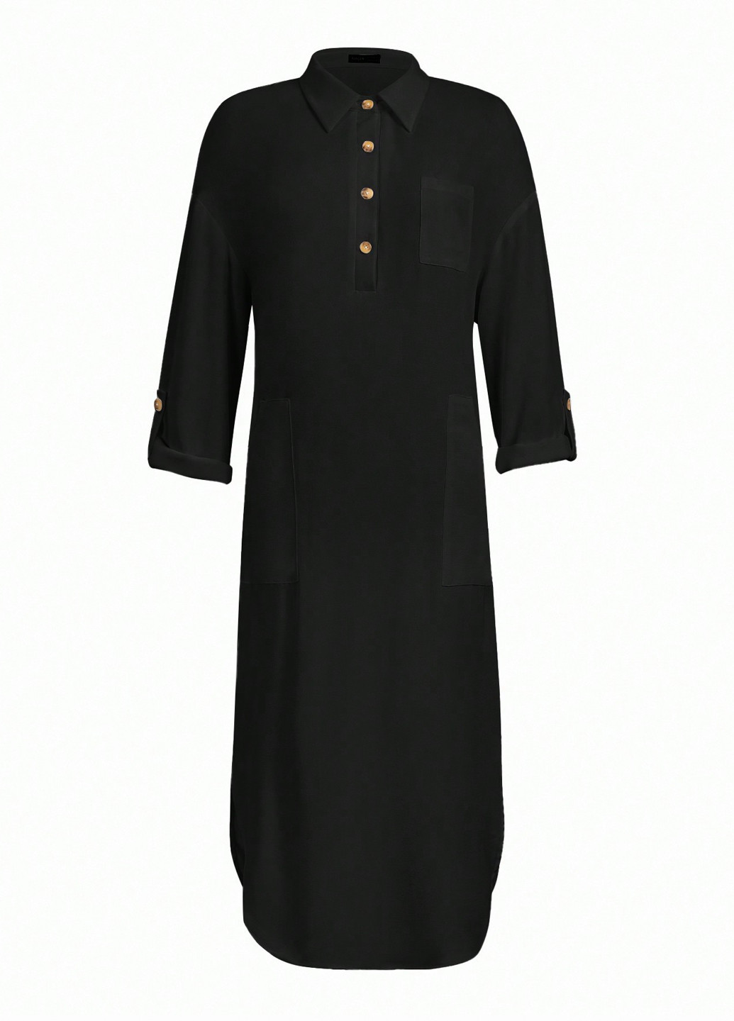 Черное кэжуал платье рубашка SHEIN однотонное