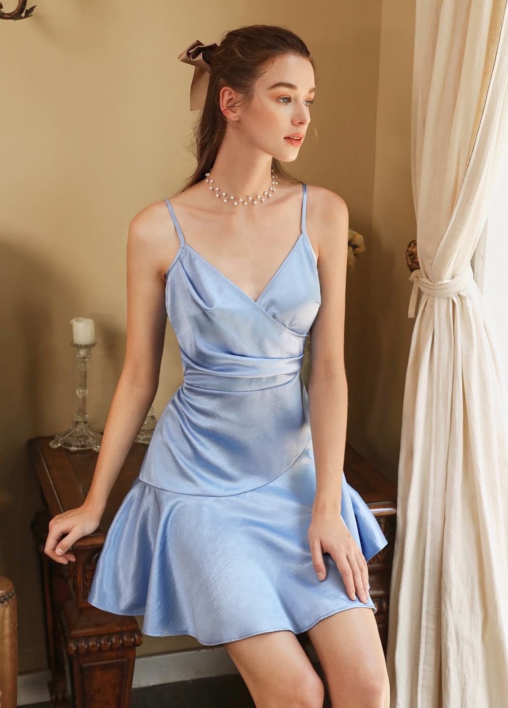 Блакитна кежуал сукня кльош SHEIN однотонна