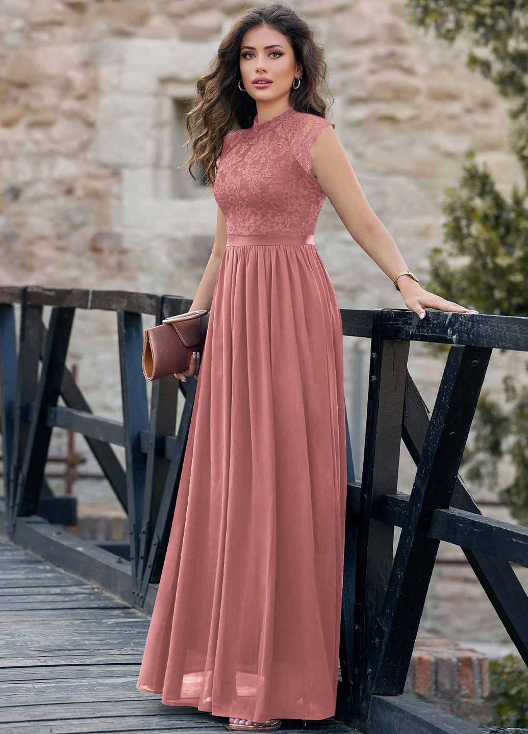 Рожево-лілова святковий, вечірня сукня кльош SHEIN однотонна