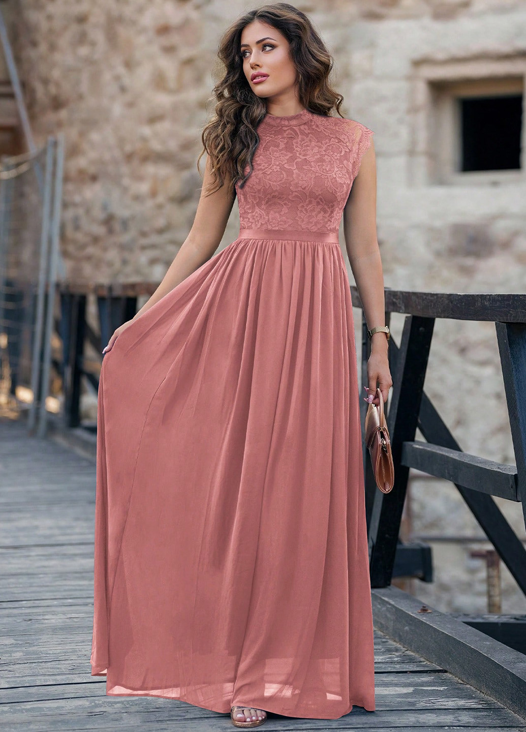 Рожево-лілова святковий, вечірня сукня кльош SHEIN однотонна