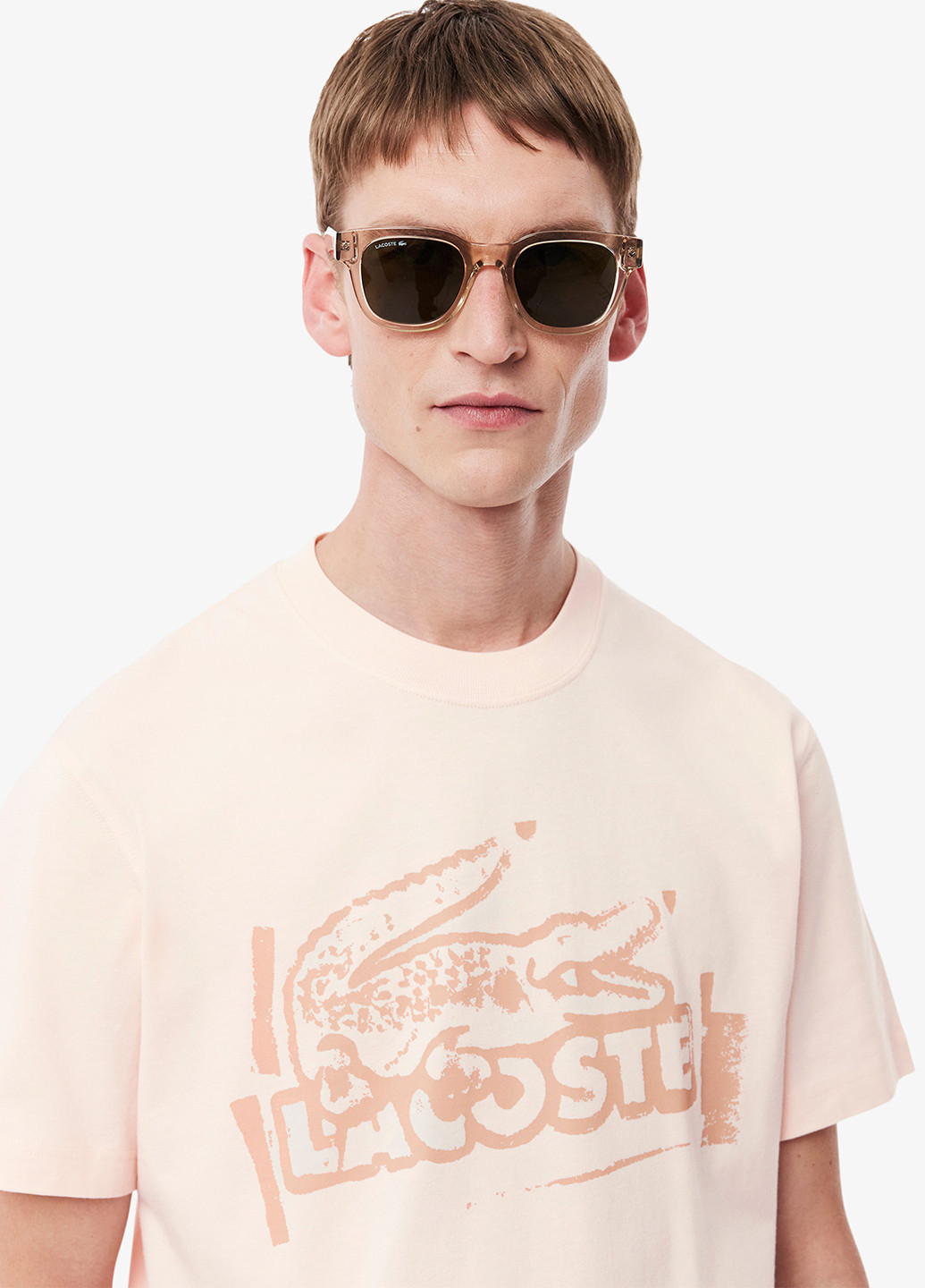Бледно-розовая футболка Lacoste