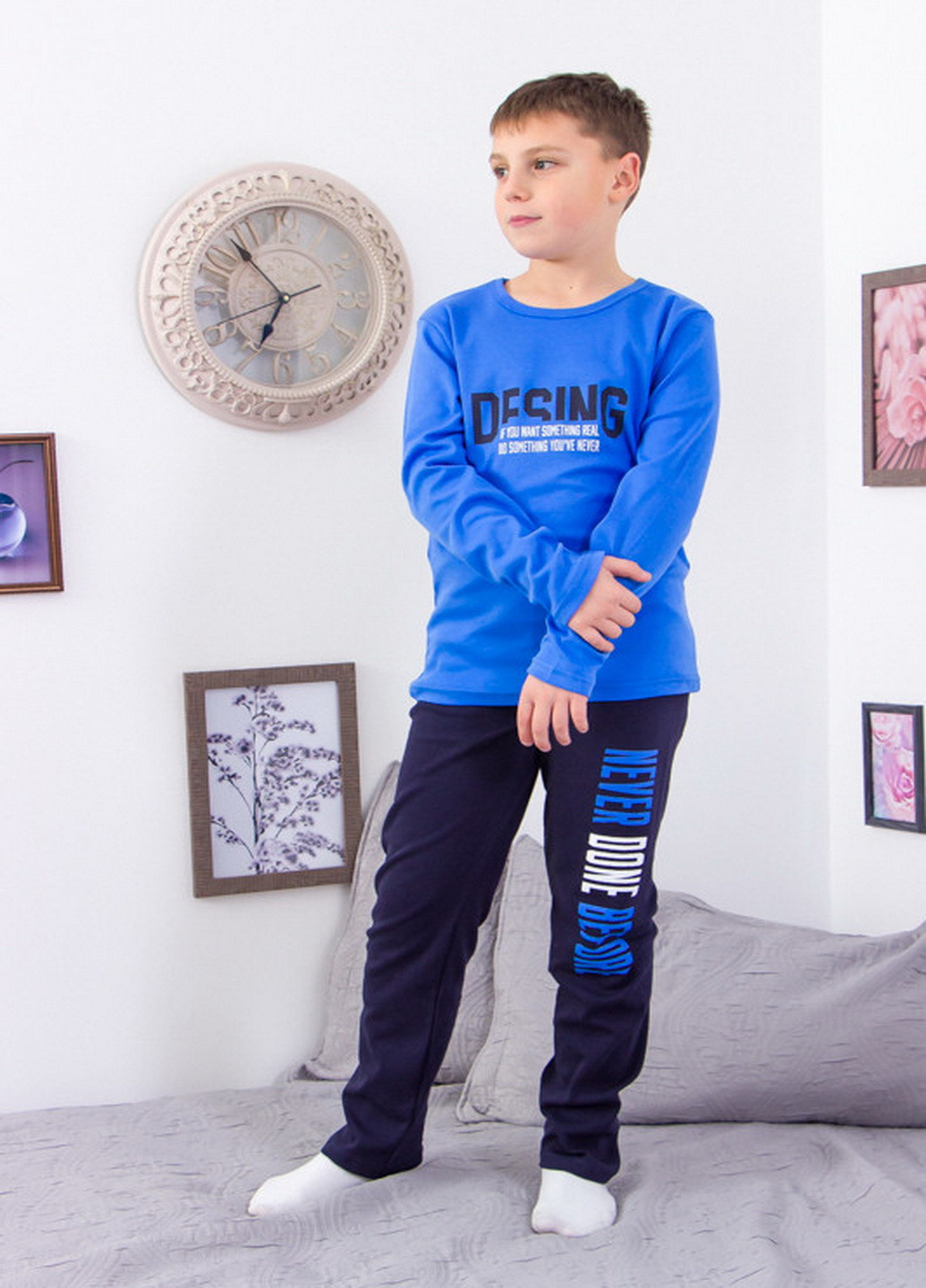 Синяя всесезон пижама для девочки (подростковая) KINDER MODE