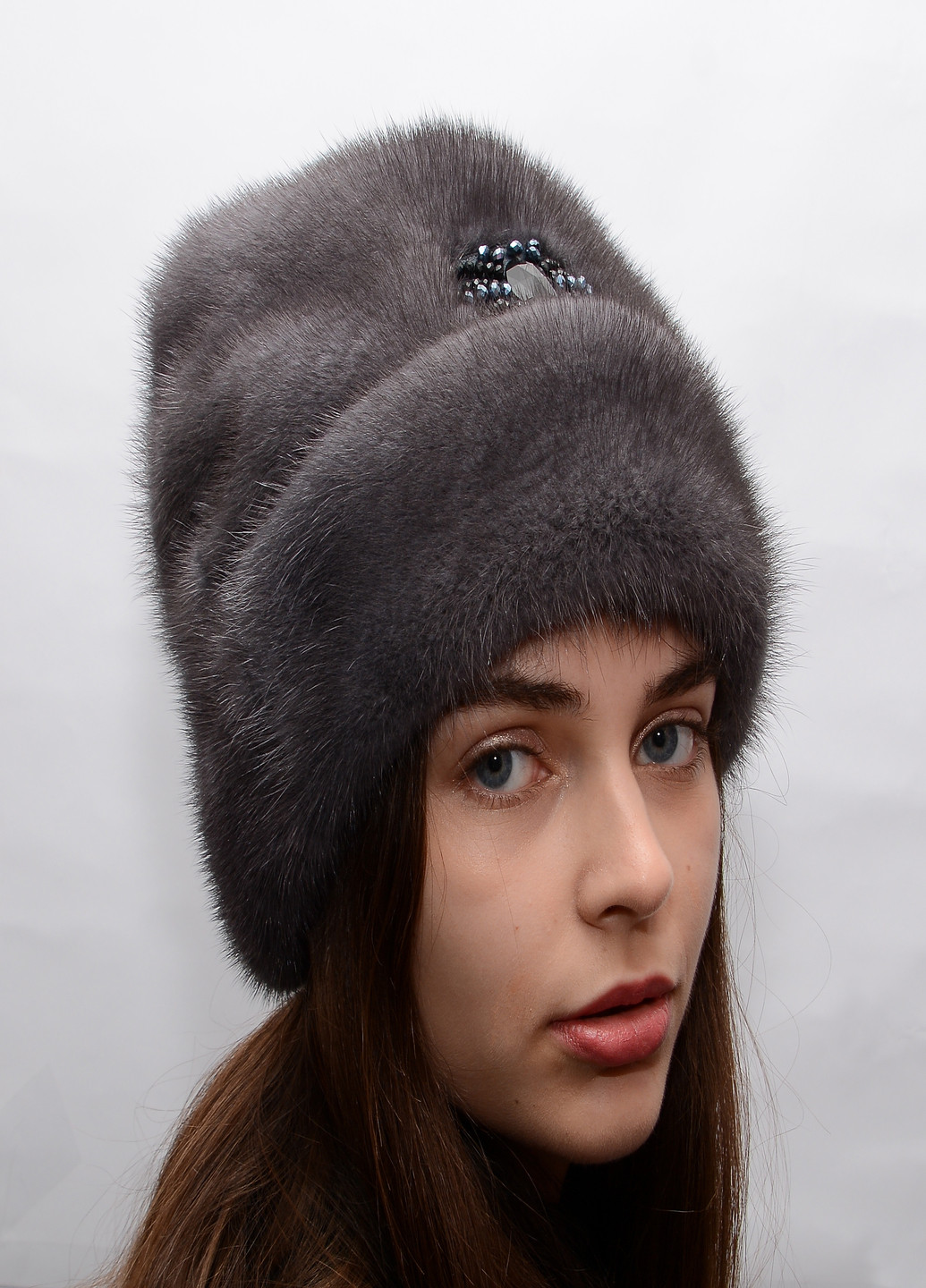 Жіноча зимова норкова шапка Меховой Стиль рукавичка (205139987)