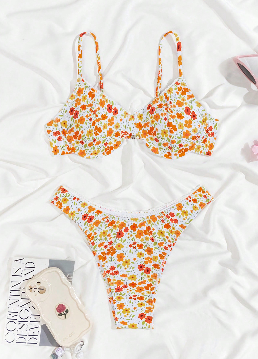 Комбінований літній купальник (бюстгалтер, трусики) роздільний SHEIN