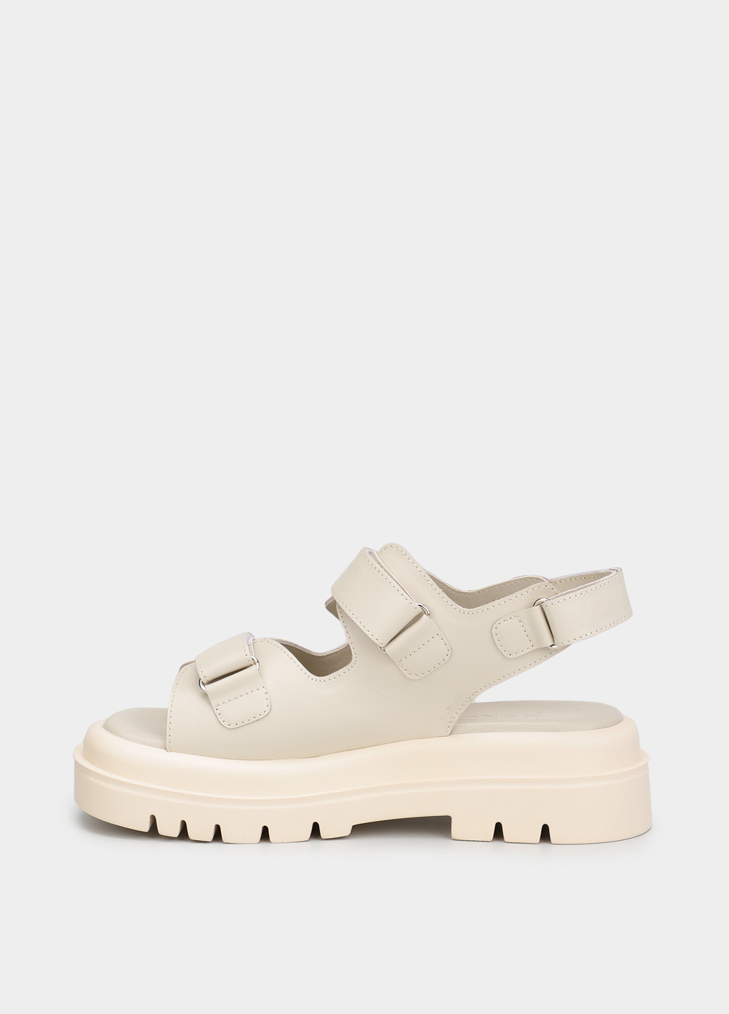 Молочные босоножки Braska на липучке на тракторной подошве