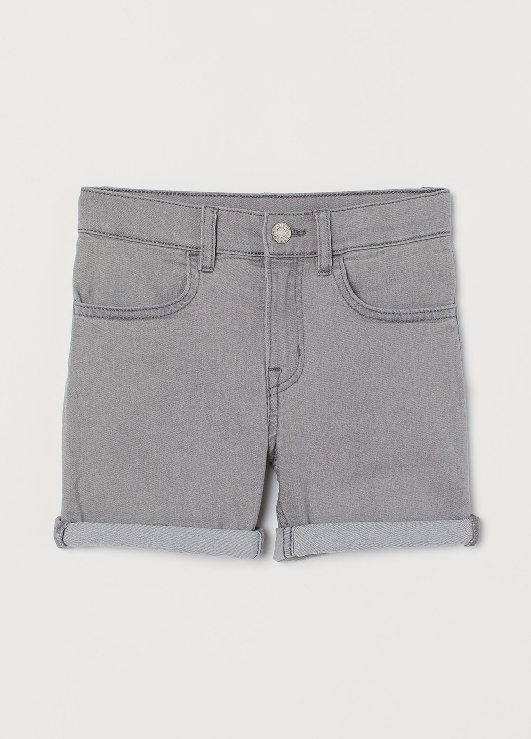 Шорты H&M однотонные серые джинсовые хлопок