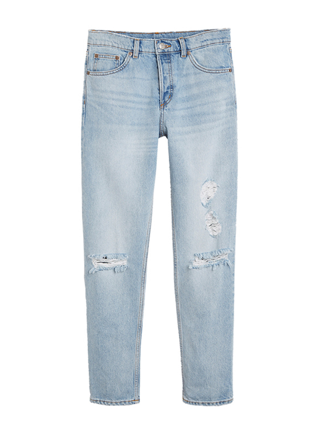 Джинси Monki завужені однотонні блакитні джинсові бавовна