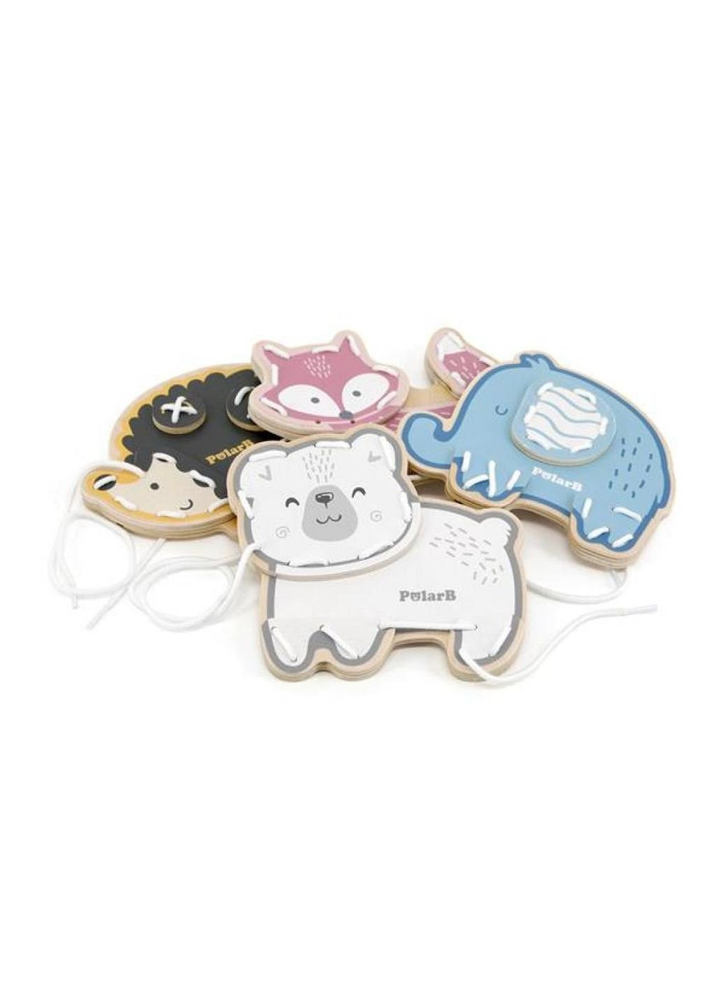 Развивающая игрушка Шнуровка PolarB Зверята 4 шт. (44044) Viga Toys (254068528)