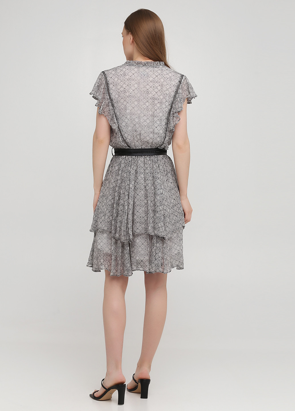 Світло-сіра кежуал плаття, сукня Pick-Up з геометричним візерунком