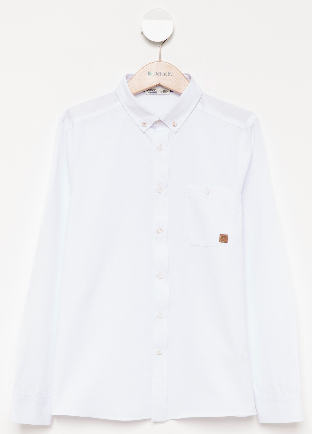 Белая кэжуал рубашка DeFacto с длинным рукавом