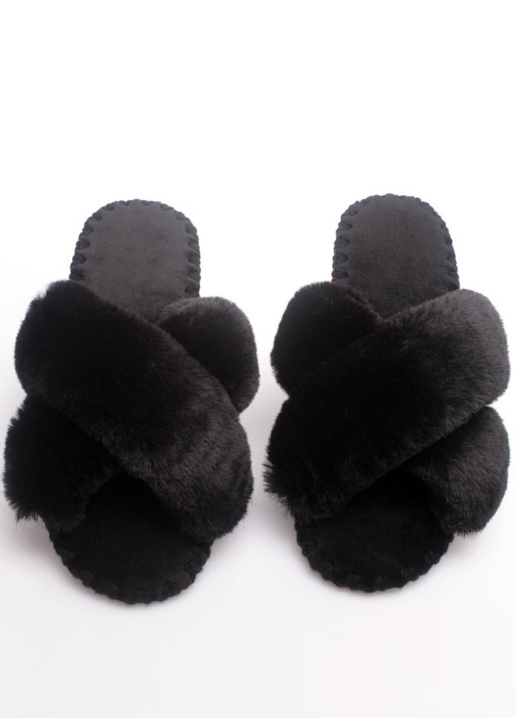 Черные тапочки Family Story с мехом