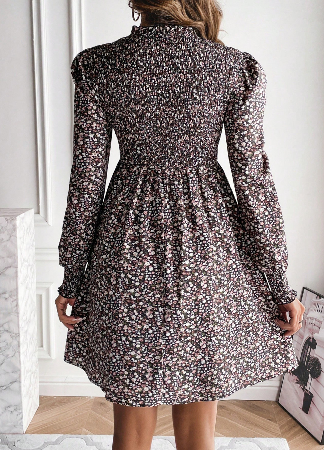 Комбинированное кэжуал платье для беременных а-силуэт SHEIN с цветочным принтом