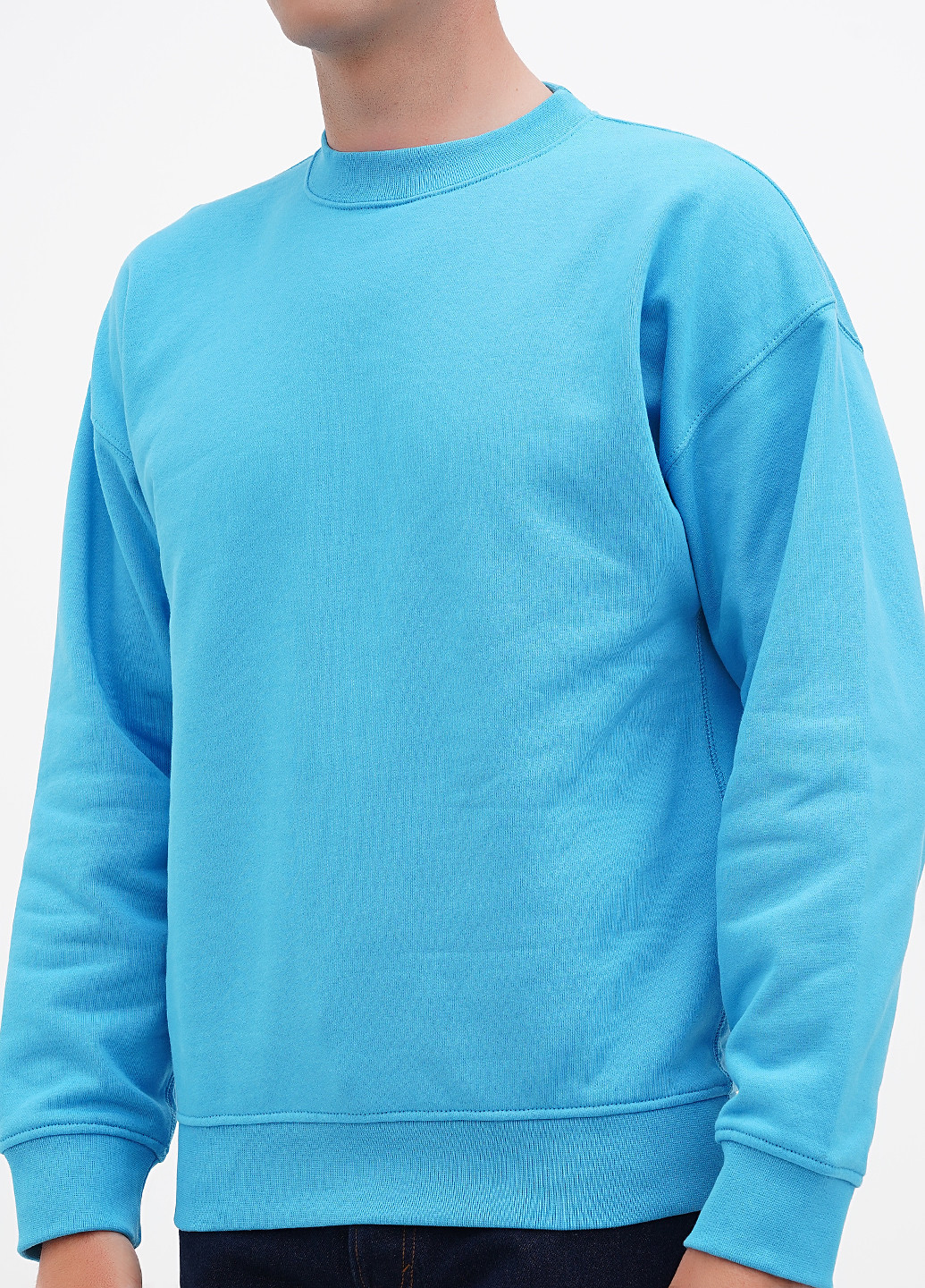 Голубой свитшот H&M однотонный без декора (366276649)