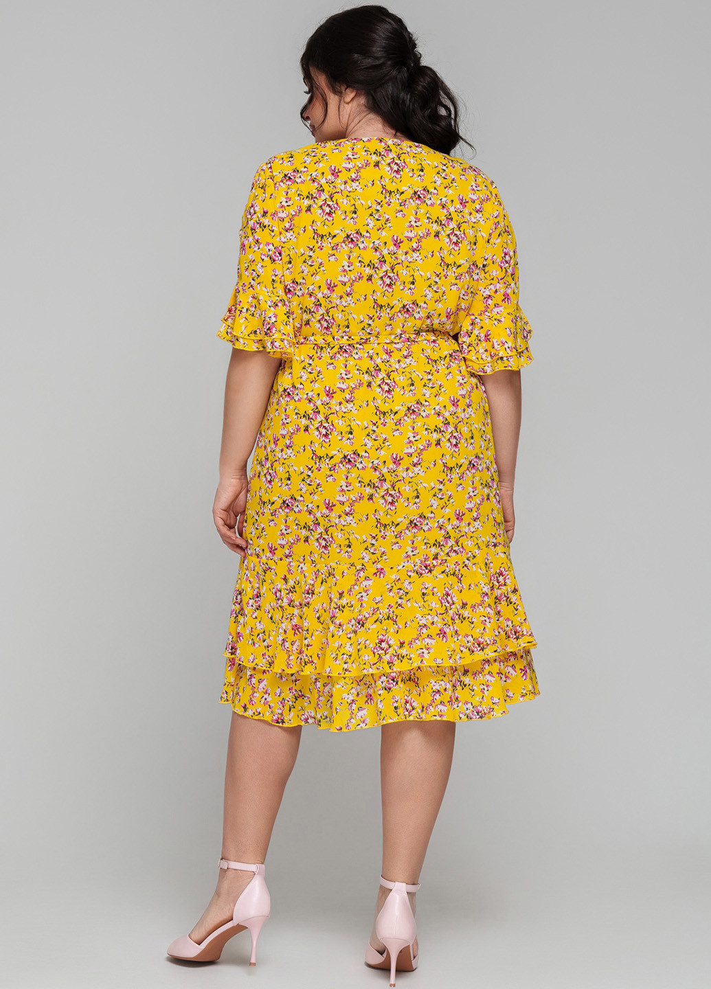 Желтое кэжуал платье A'll Posa с цветочным принтом
