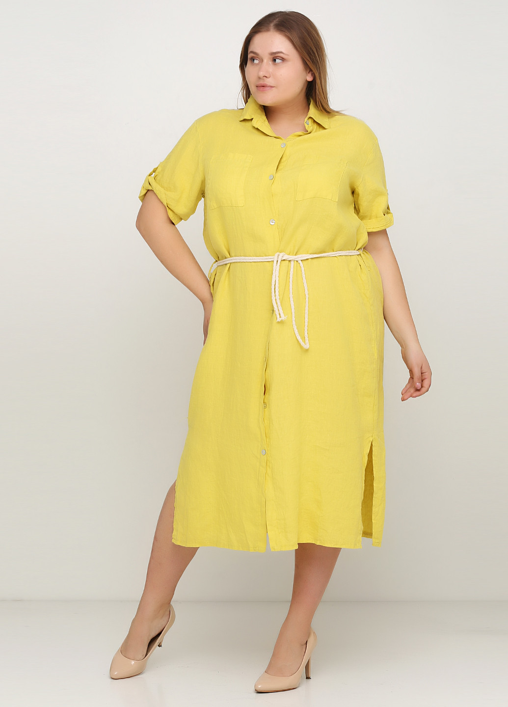 Желтое кэжуал платье Zelante
