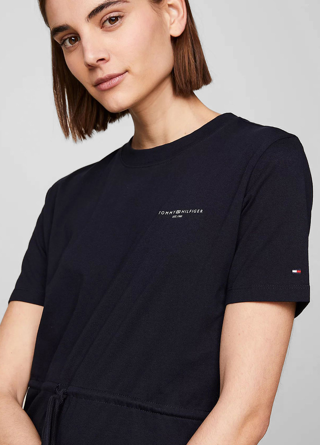 Синее кэжуал платье платье-футболка Tommy Hilfiger с логотипом