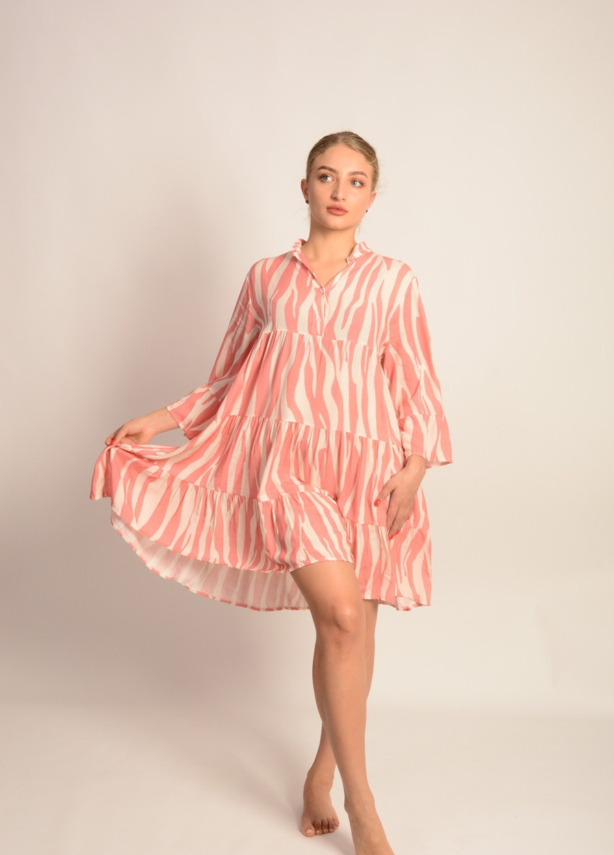 Розовое кэжуал платье рубашка New Collection в полоску